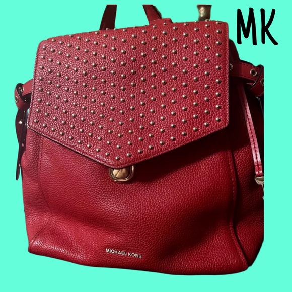 Mk Red Studded Backpack - Picture 1 of 10